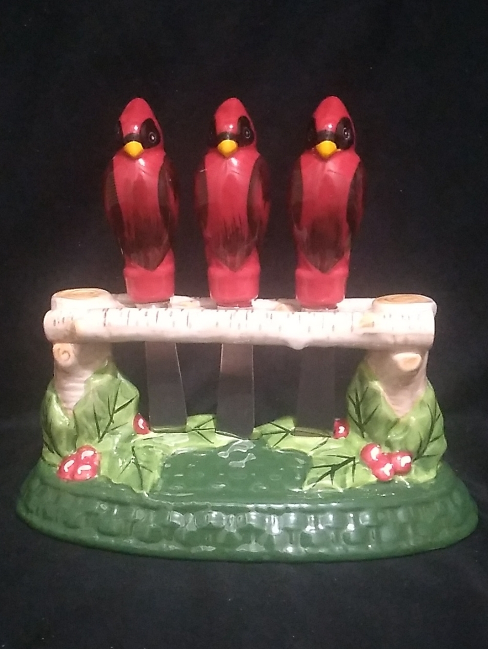 Temptations Red Cardinal Ceramic Bird Knife Holder (B8)